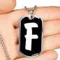Initial F v3b - Luxury Dog Tag Necklace