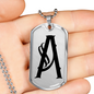 Initial A v001-21 - Luxury Dog Tag Necklace