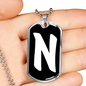 Initial N v3b - Luxury Dog Tag Necklace