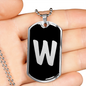 Initial W v2b - Luxury Dog Tag Necklace