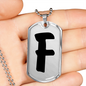 Initial F v1b - Luxury Dog Tag Necklace