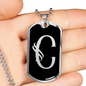 Initial C v001-22 - Luxury Dog Tag Necklace