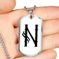 Initial N v001-24 - Luxury Dog Tag Necklace