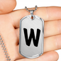 Initial W v1b - Luxury Dog Tag Necklace