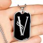 Initial V v001-22 - Luxury Dog Tag Necklace