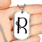 Initial R v001-24 - Luxury Dog Tag Necklace