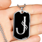 Initial J v001-22 - Luxury Dog Tag Necklace