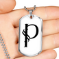 Initial P v001-24 - Luxury Dog Tag Necklace