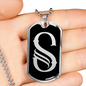 Initial S v001-22 - Luxury Dog Tag Necklace