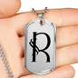 Initial R v001-21 - Luxury Dog Tag Necklace