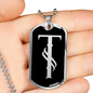 Initial T v001-22 - Luxury Dog Tag Necklace