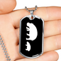 Mama Hippo With 1 Calf v3 - Luxury Dog Tag Necklace