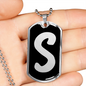 Initial S v2b - Luxury Dog Tag Necklace