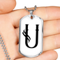 Initial U v001-24 - Luxury Dog Tag Necklace