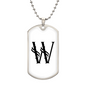 Initial W v001-24 - Luxury Dog Tag Necklace