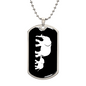 Mama Elephant With 1 Calf v3 - Luxury Dog Tag Necklace