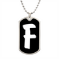 Initial F v3b - Luxury Dog Tag Necklace
