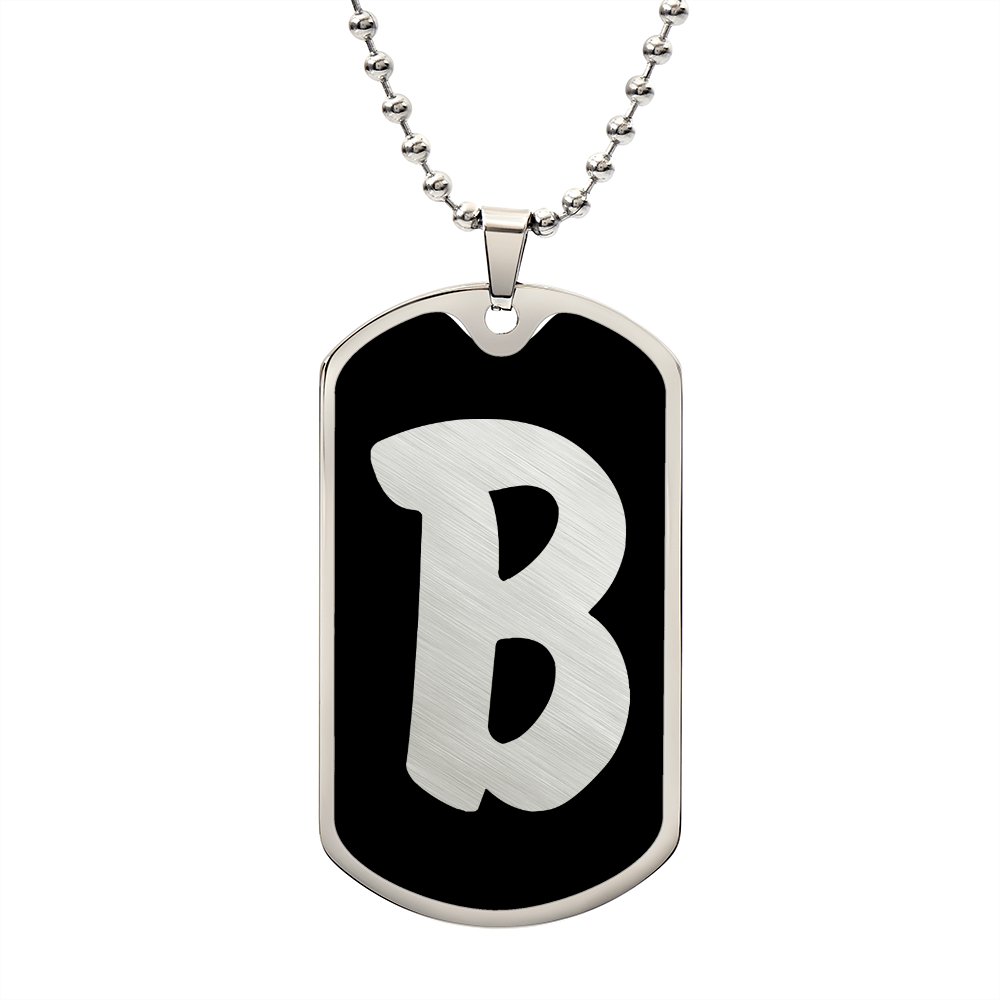 Initial B v2b - Luxury Dog Tag Necklace