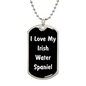 Love My Irish Water Spaniel v6 - Luxury Dog Tag Necklace