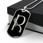 Initial R v001-22 - Luxury Dog Tag Necklace