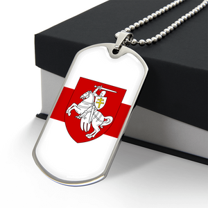 Pahonia And White-Red-White Flag (Belarus) - Luxury Dog Tag Necklace
