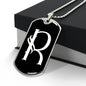 Initial R v001-23 - Luxury Dog Tag Necklace