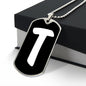 Initial T v3b - Luxury Dog Tag Necklace