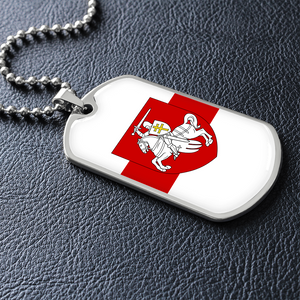 Pahonia And White-Red-White Flag (Belarus) - Luxury Dog Tag Necklace