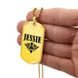 Jessie v01a - 18k Gold Finished Luxury Dog Tag Necklace