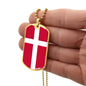 Danish Flag - 18k Gold Finished Luxury Dog Tag Necklace