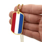 Dutch Flag - 18k Gold Finished Luxury Dog Tag Necklace