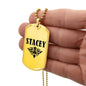Stacey v01a - 18k Gold Finished Luxury Dog Tag Necklace