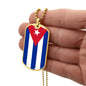 Cuban Flag - 18k Gold Finished Luxury Dog Tag Necklace