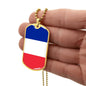 French Flag - 18k Gold Finished Luxury Dog Tag Necklace