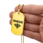 Charlene v01a - 18k Gold Finished Luxury Dog Tag Necklace