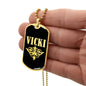Vicki v02a - 18k Gold Finished Luxury Dog Tag Necklace