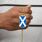 Scottish Flag - 18k Gold Finished Luxury Dog Tag Necklace