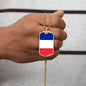 French Flag - 18k Gold Finished Luxury Dog Tag Necklace
