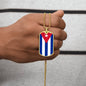 Cuban Flag - 18k Gold Finished Luxury Dog Tag Necklace