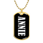 Annie v01w - 18k Gold Finished Luxury Dog Tag Necklace