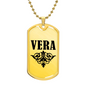 Vera v01a - 18k Gold Finished Luxury Dog Tag Necklace