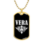 Vera v03a - 18k Gold Finished Luxury Dog Tag Necklace
