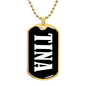 Tina v01w - 18k Gold Finished Luxury Dog Tag Necklace