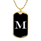 Initial M v3a - 18k Gold Finished Luxury Dog Tag Necklace
