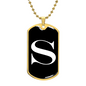 Initial S v3a - 18k Gold Finished Luxury Dog Tag Necklace
