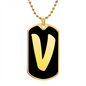 Initial V v2b - 18k Gold Finished Luxury Dog Tag Necklace