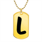 Initial L v1b - 18k Gold Finished Luxury Dog Tag Necklace