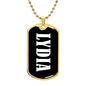 Lydia v01w - 18k Gold Finished Luxury Dog Tag Necklace