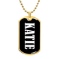 Katie v01w - 18k Gold Finished Luxury Dog Tag Necklace