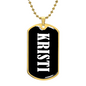 Kristi v01w - 18k Gold Finished Luxury Dog Tag Necklace